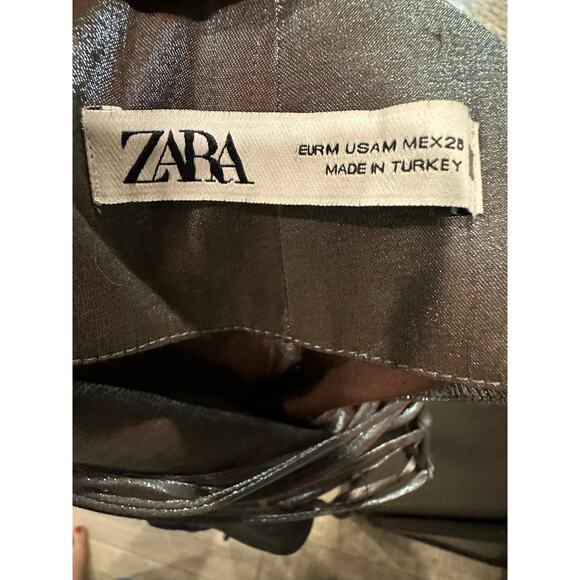 Zara Merallic Silver Strappy Back Slip Maxi Semi Formal Dress Wedding Guest - Picture 11 of 12